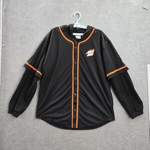 Santa Cruz Men Button Up Shirt XL Black Aiden Black Layered Jersey Baseball